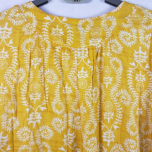 Studio Park Amy Stran Dress Womens 2X Yellow Textured Cotton Belted Lined Boho - Picture 8 of 16